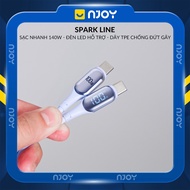 Dây Cáp Sạc Tráng Gương 27W 100W 140W Type C to C Có Đèn Led Chống Gãy Gập Cho iPhone iPad Macbook
