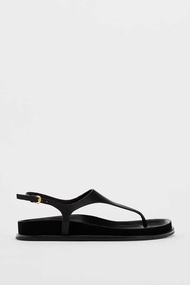 ZARAˉ Summer New Shoes Black Leather Toe Flat Versatile Casual Sandals Open Toe Low Heel Sandals UNI