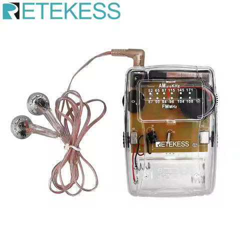 RETEKESS TR624 Transparent Portable Radio AM / FM Pointer Tuning Support Headphones, Used for Church