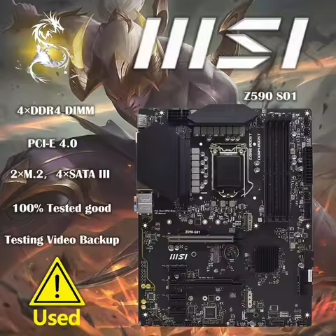 MSI Z590-S01 LGA1200 DDR4 128GB Intel Z590 Supports 10th/11th Generation CPUs PCI-E 4.0 SATA3 2xM.2 