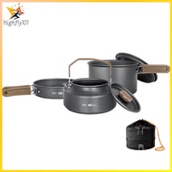 🚚การจัดส่งในประเทศไทย🚚3Pcs Camping Cooking Set Camping Pots and Pans Set Outdoor Cooking Mess Kit Po