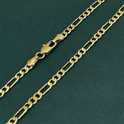 High-quality AU999 gold necklace 24K gold 4MM three to one male and female universal geometric chain