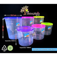 Clear Plastic Jar Sealware Kmp Mutiara 4000 ML & 1500Ml/ Cracker Jar / Cake Jar Round Jar