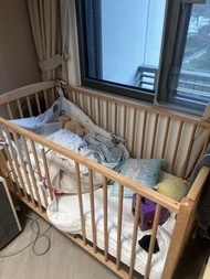 combelle可拆卸實木嬰兒床連ikea床墊
