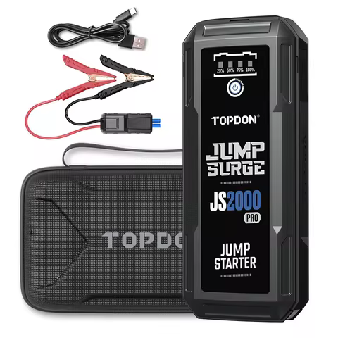 TOPDON JS2000PRO 2500A Jump Starter Power Bank Car Starting Device 16000Mah For 8.0L/6.0L Emergency 