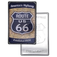 ป้ายสังกะสีวินเทจ America's Highway Route US 66 (ปั๊มนูน), ขนาด 20x30 ซม.