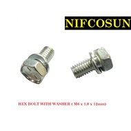 10PCS HEX BOLT WITH WASHER (M6 x 1.0 x 12mm)