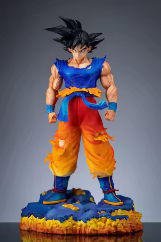 JT Super Saiyan First Super Goku with Bust, Battle Damage Unlimited Z Warrior Statue Model Ornament 
