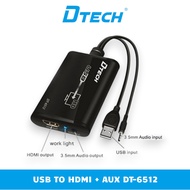 USB 2.0 + AUX to HDMI and AUX Converter Cable DTECH DT-6512