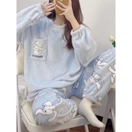 pyjamas women pyjamas Women Warm Flannel Cartoon Cute Pullover Pajamas