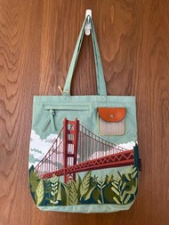 Stephy&amp;co. 美國帶回San Francisco 舊金山金門大橋刺繡肩背包/托特包/購物袋