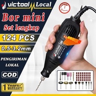 Victool 139PCS Bor mini listrik set lengkap Bor tuner porting Kecepatan Mini Drill Alat pemoles dan