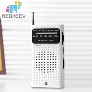 Full Band AM FM Radio Battery Powered Analog Portable Pointer Radio (White) [Redkeev.sg]