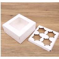 Mini cake box, 4 cupcake box (white) - 16x16x7.5cm -10 boxes