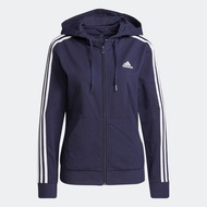 adidas Lifestyle Essentials Single Jersey 3-Stripes Full-Zip Hoodie Women Blue H07839