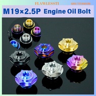 FLAWLESSTI M19×2.5P Engine Oil Bolt Gr5 titanium Center Cap for moto modification