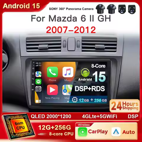 Android 15 Car Radio For Mazda 6 II GH 2007 - 2012 4G WIFI Wireless Carplay Auto Multimedia Player N