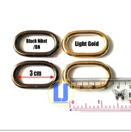 AKSESORIS TAS RING TAS OVAL BESI TEBAL IMPORT 3 CM UNTUK TAS WANITA ( ISI 12 PCS ) LIGHT GOLD BLACK