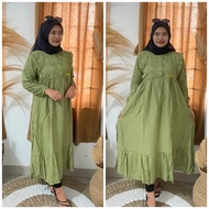 NEARR BUSANA MALIKA MIDI DRESS KONDANGAN BHAN POLOLINEN MIX BROKAT MALIKA