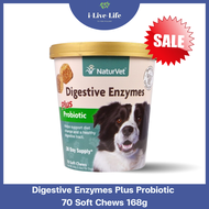 40% Sale!!!EXP:10/25 โปรไบโอติก สำหรับสุนัข Digestive Enzymes Plus Probiotic 70 Soft Chews 168g - Na