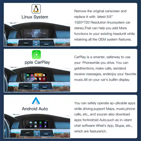 8.8inch Wireless CarPlay Android Auto Car Multimedia for BMW 3 5 Series E60 E61 E90 E92 Navigation C