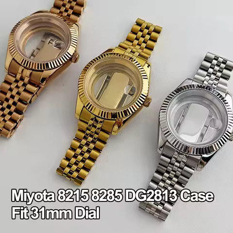 40mm Men's Watches Silver/Gold Steel Case Parts For 8215 8285 DG2813 Movement Fit 31mm Dial Sapphire