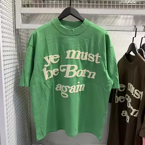 New Spring Summer Puff Ye Must Be Born Again Green T-shirt Men Women CPFM Tee CPFM.XYZ Kanye West Sh