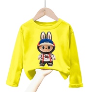 baju atasan kaos anak perempuan/lakilaki gambar boneka labubu mokoko lengan panjang Tshirt kids girl