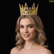 ROBEN Golden Baroque Crown, Vintage Elegant Queen Tiara Crown, Temperament Shiny Silver Adjustable A