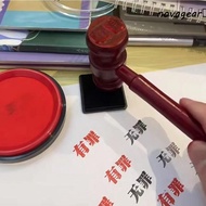 NOVAGEAR​ Toy Wooden Hammer, Portable Tool Judge Stamp Hammer, Role Play Toy Red Wooden Inkpad Mini 