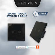 SEYVEN Smart WiFi Touch Wall Switch No Neutral EU 2 Gang Black
