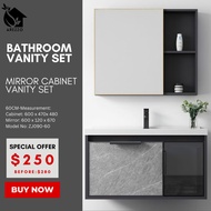 SG Stocks 60 / 80CM. Bathroom Basin Vanity Set / Bathroom Cabinet / Basin Cabinet with Mirror Cabine