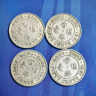 1961 銀色英女皇伊利沙伯二世 香港五毫 伍毫 五角 伍角 $0.5 硬幣 4個