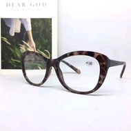 Choice - Reading Glasses, Nearsightedness Lens Glasses, Cat Eye Frame, Leopard Color +0.75 S/D +3.50