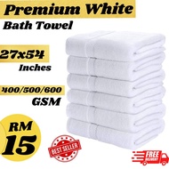 White Hotel Bath Towel Strong Water Absorption/ Tuala Mandi Putih 100% Cotton Bath Towel / Tuala hot