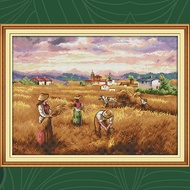 Simple Autumn Harvest Cross Stitch Kit American Country Style Small Line Embroidery Cotton Fabric La