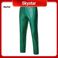 skystar Men Sequin Suit Pants Fashionable Men Pants Men's Sparkly Sequin Suit Pants Shiny Straight L