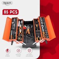 REAIM 85 PCS Toolbox Set Tool Box Heavy Duty Tools Storage Foldable Toolbox 85件工具箱