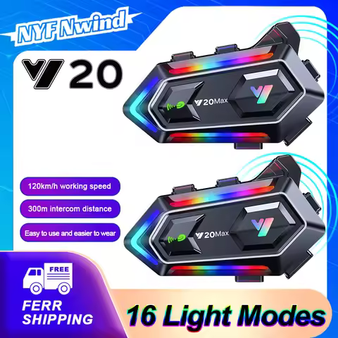 1/2X Y20max Bluetooth5.3 Intercom Motorcycle for 2 Rider Wireless Walkie Talkie Moto Stereo Interpho