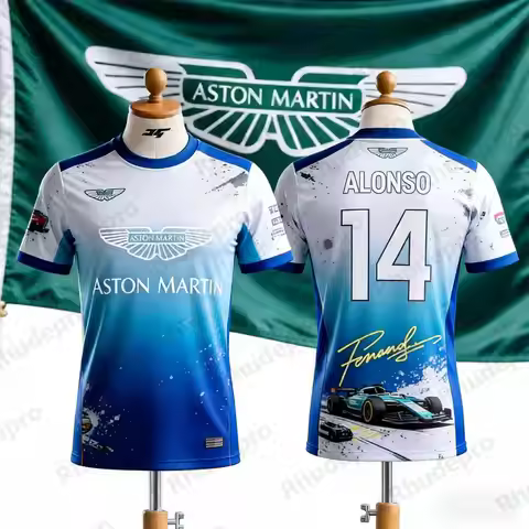 Aston Martin T-shirt Fernando Alonso 14 Tshirt Quick-drying Short-sleeved Sportswear Fans Special Ed