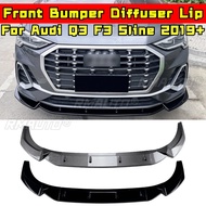 For Audi Q3 F3 Sline 2019+ Body Kit Front Bumper Diffuser Front Bumper Spoiler Splitter Lip Protecto