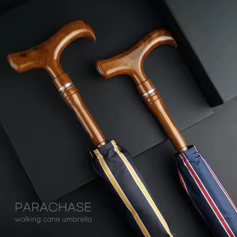 Parachase Walking Cane Long Umbrella Rain Outdoor Luxury LED Crutches Umbrella Men Windproof Big Par