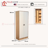 True Home (Bigger Size 180cm Height) 4 Feet White Wardrobe With Lock / 3 Door Wardrobe With 2 Drawer