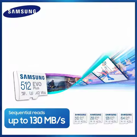 SAMSUNG EVO/PRO Plus Memory Card 64G Micro SD Card 128G 256G 512G U3 A2 V30 Speed up to 130MB/s for 