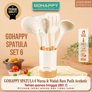 GOHAPPY SPATULA SET 6 PC PREMIUM SILICONE White Aesthetic SILICONE Sodet FREE BEAUTIFUL CONTAINER