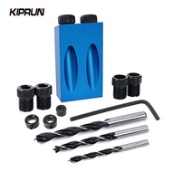 KIPRUN 14Pcs/Set Pocket Hole Jig Replaceable 6/8/10mm Drill Guide Magnetic Back Dowel Jig Kit Wood D