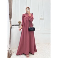 Lurie Gamis Jumbo Terbaru Crinkle Airflow Premium Dress Wanita Lengan Panjang Baju Muslim Rompi Kekinian LD 115 cm