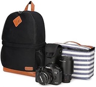 Kattee Mens' Canvas SLR DSLR Camera Backpack 15.7" Laptop Bag for Canon Nikon with Waterproof Rain Cover Tripod Holder