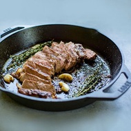 美國LODGE 美國製雙耳圓形鑄鐵平底煎烤鍋-32cm