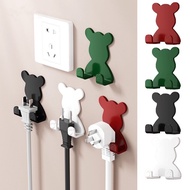 New Cartoon Bear Double-row Punch-Free Hook Strong Self Adhesive Coat Sundries Hooks Plastic Keychai